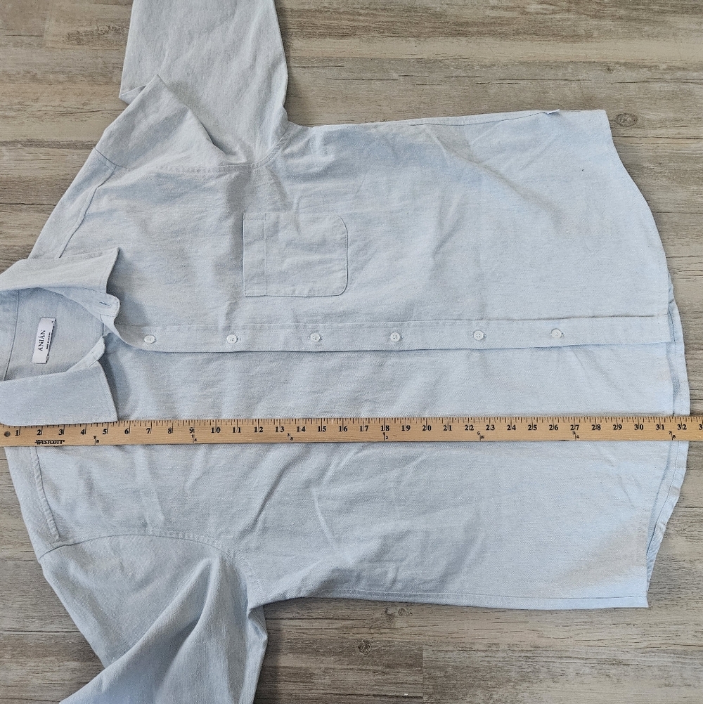 Anian Canada Men's Light Blue Cotton Linen Blend Casual Button-Up Shirt Xl - Picture 6 of 7